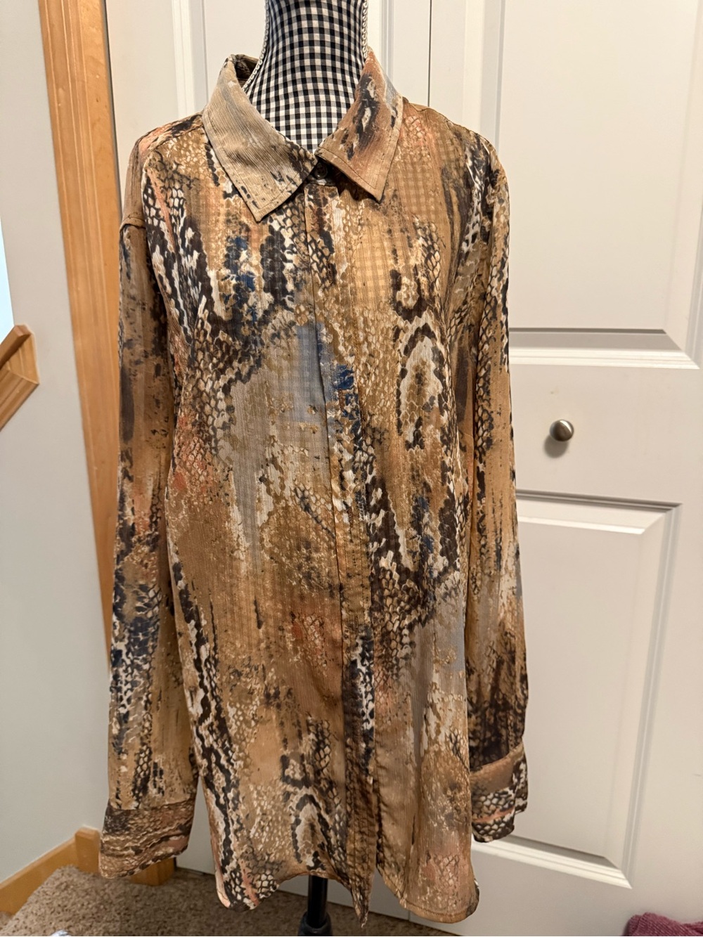 Liz Claiborne Brown Snake-Print Lightweight Shirt Jacket